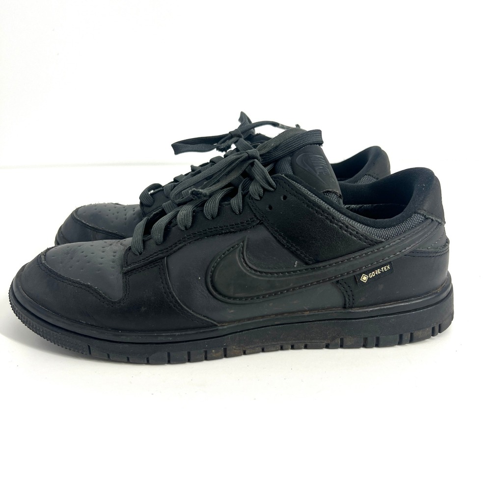 Nike Dunk Low Gore-Tex Triple Black Leather Sneakers HQ2053-001 Mens 7